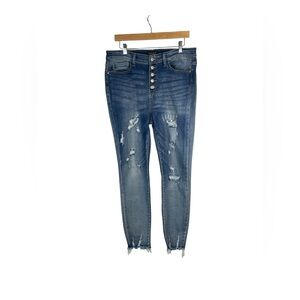 Judy Blue skinny fit high rise button fly distressed jeans size‎ 13/31 stretch
